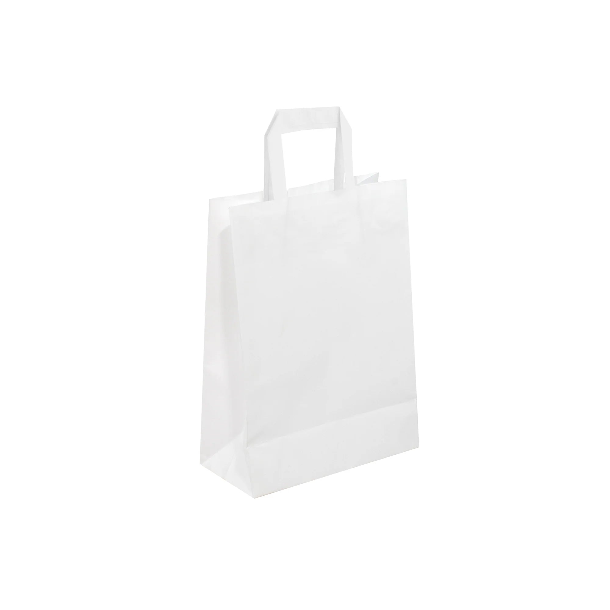 White Paper Bags with Flat Handles - CARA FLAT
