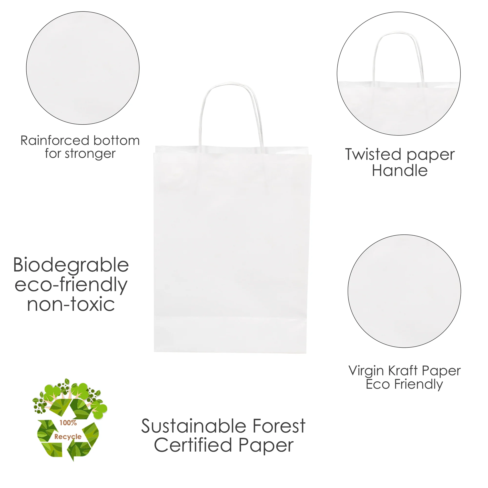 White Paper Bags with Twisted Handles - BORA