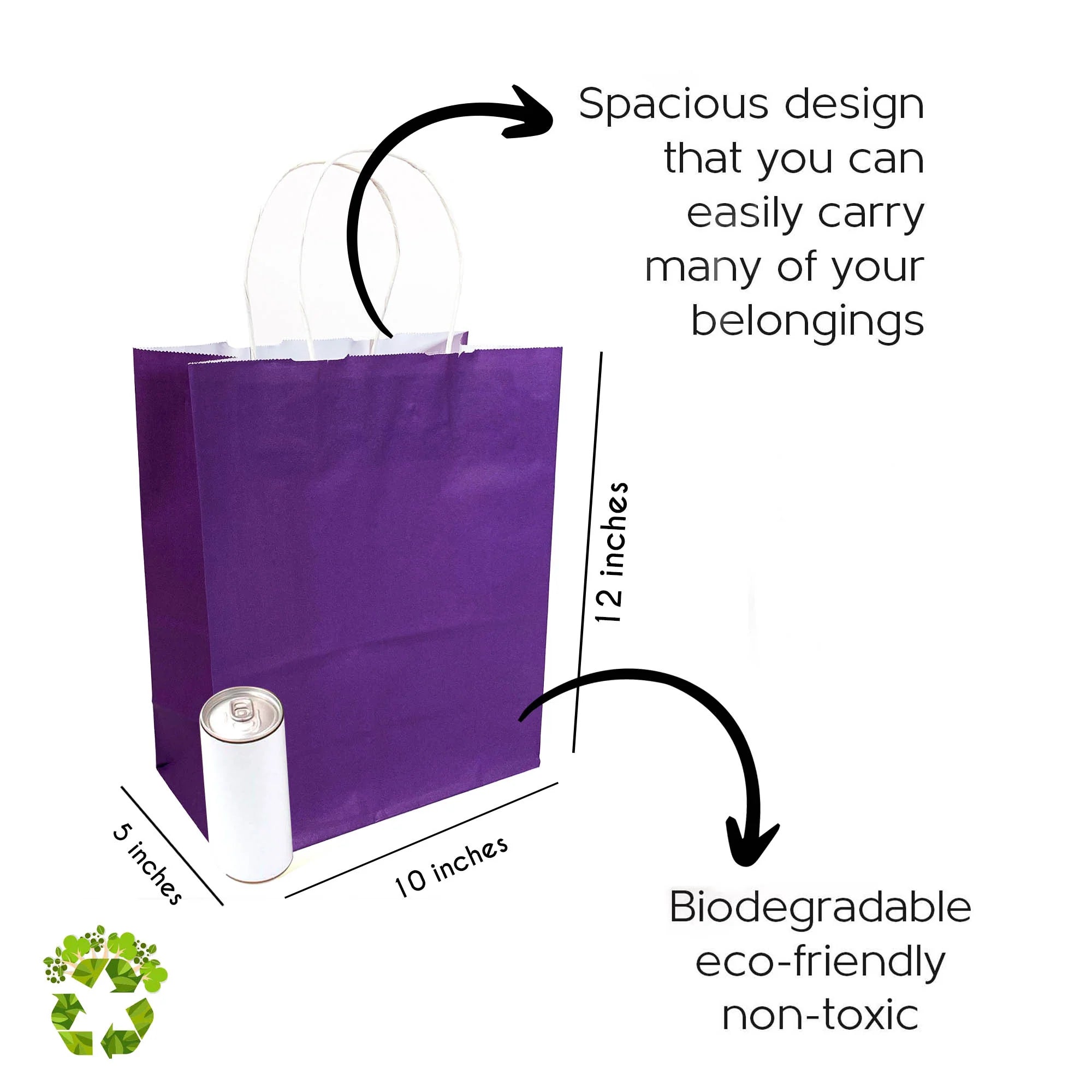 Purple Colored Paper Bags with Twisted Handles